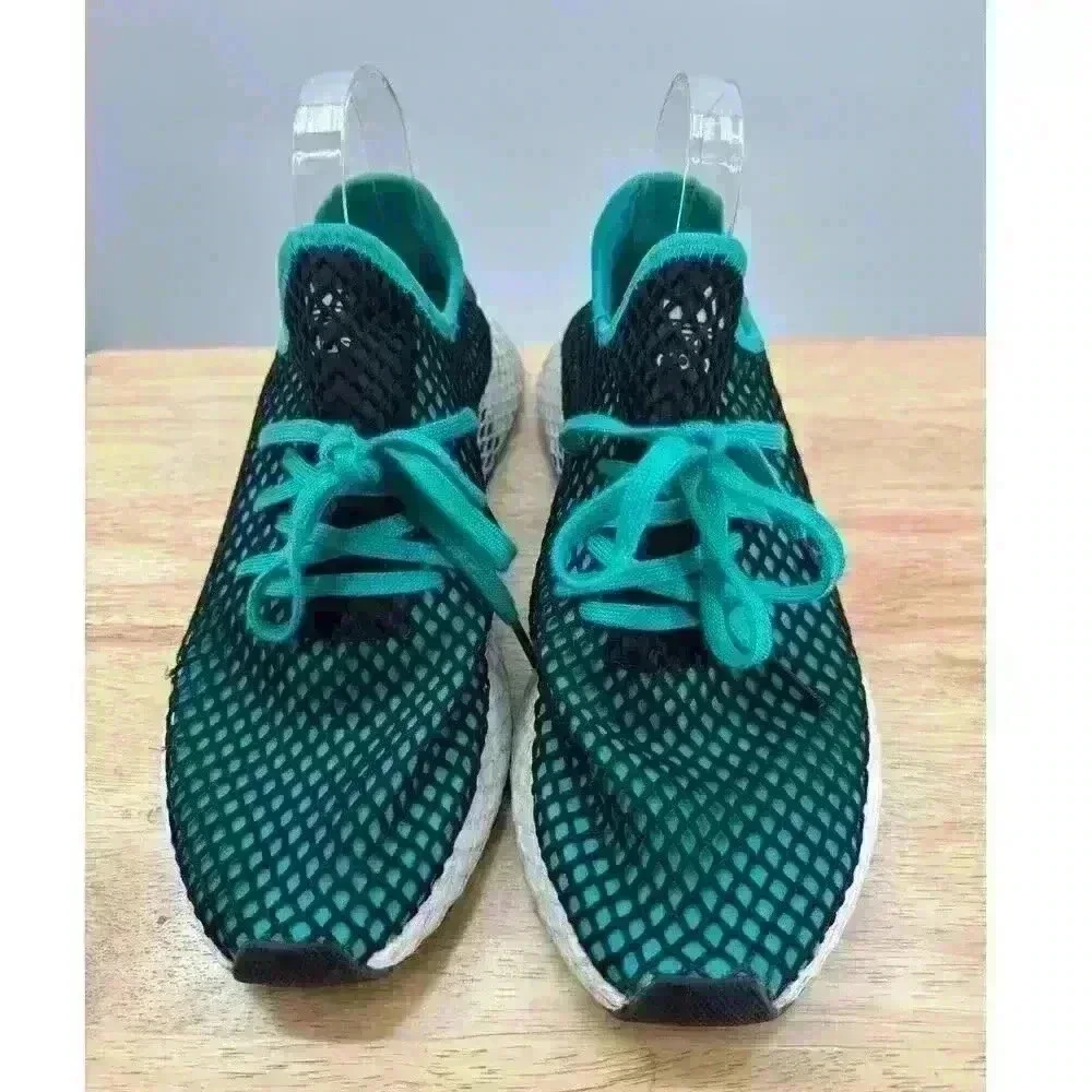 Adidas Deerupt Runner Cloth Low Trainers Men's Sz10.5 - Blue/Green w/ Black Mesh